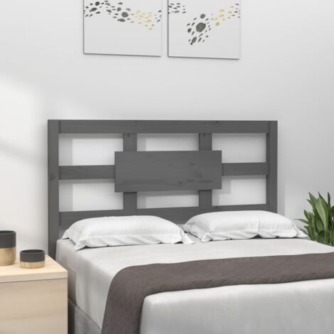 Vidaxl – Cabecero de cama de madera maciza de pino gris 105,5x4x100 cm – Encanto rústico – Soporte cómodo para lectura y descanso (1/5)