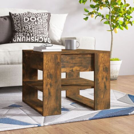 Mesa de centro madera de ingeniería roble ahumado 55,5x55x45 cm vidaXL
