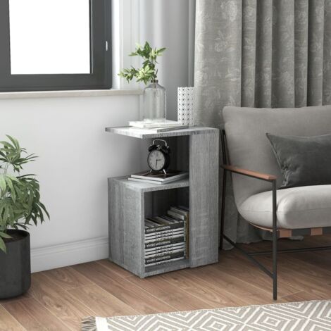 Mesa auxiliar madera contrachapada gris Sonoma 36x30x56 cm vidaXL