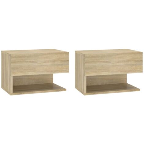 Mesita de noche de pared 2 unidades color roble Sonoma vidaXL
