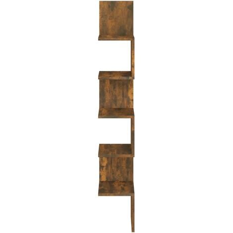 Estantería de esquina ISA de 5 niveles con aspecto de madera envejecida