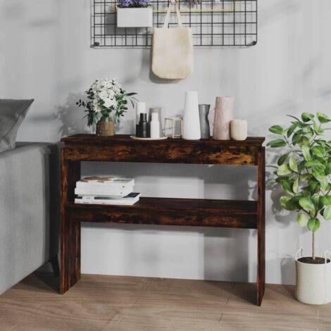 Mesa consola madera contrachapada roble ahumado 102x30x80 cm vidaXL