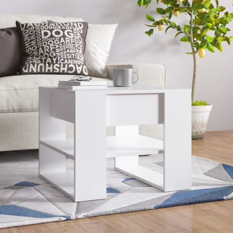 Mesa de centro madera de ingeniería blanco 55,5x55x45 cm vidaXL