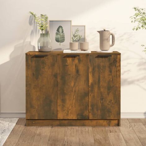 Aparador madera contrachapada color roble ahumado 90,5x30x70 cm vidaXL