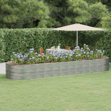 Jardinera arriate acero recubrimiento polvo plata 510x140x68 cm vidaXL