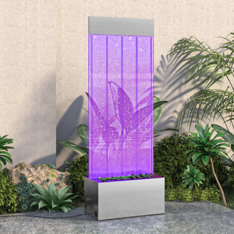 Columna burbujas LEDs RGB acero inoxidable acrílico 110 cm vidaXL