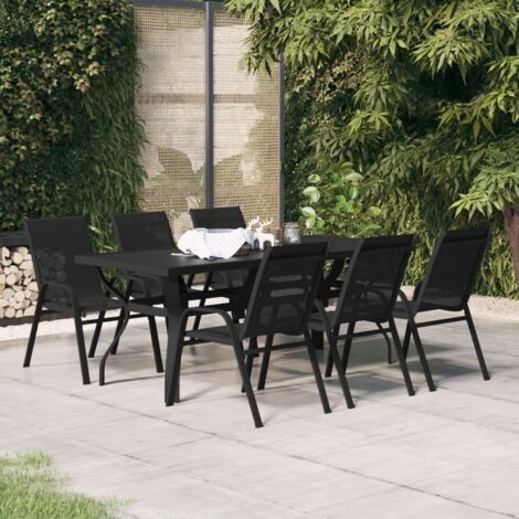 Juego de comedor para jardín 7 piezas negro vidaXL