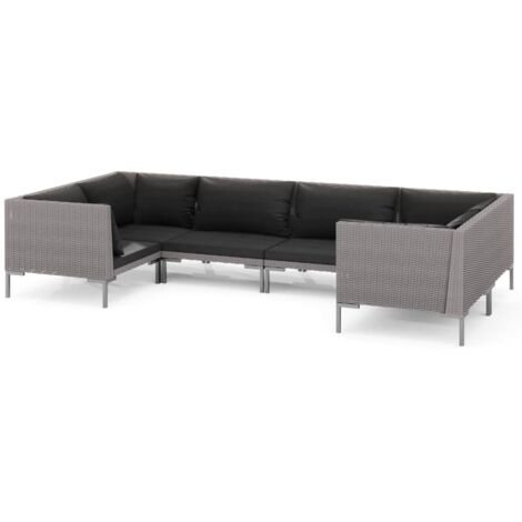6 PCS conj. Garden Lounge con cojines Wicker Pe Grey Grey - 345465 (1/5)