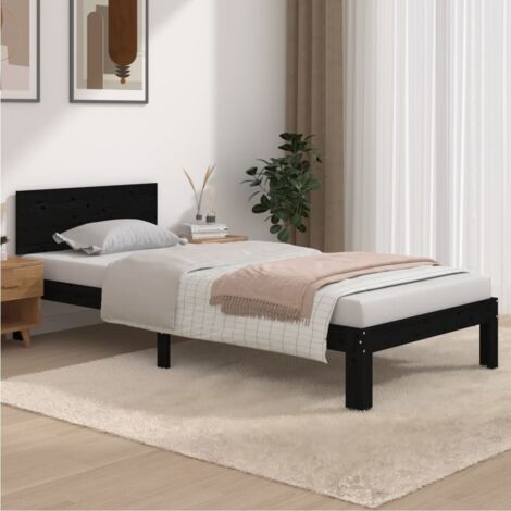 Estructura de cama sin colchón madera de pino negro 90x200 cm vidaXL