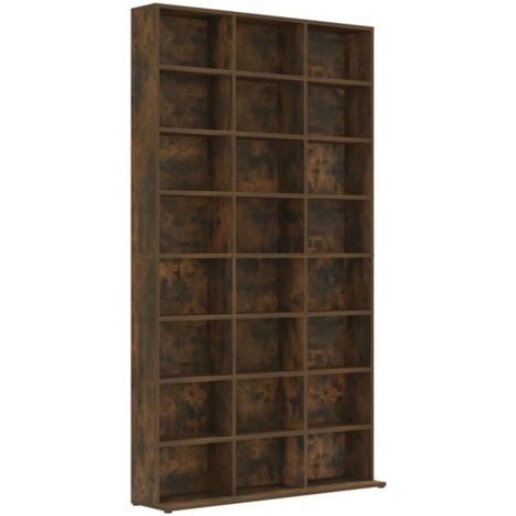 Estantería de CD contrachapada roble ahumado 102x23x177,5 cm vidaXL