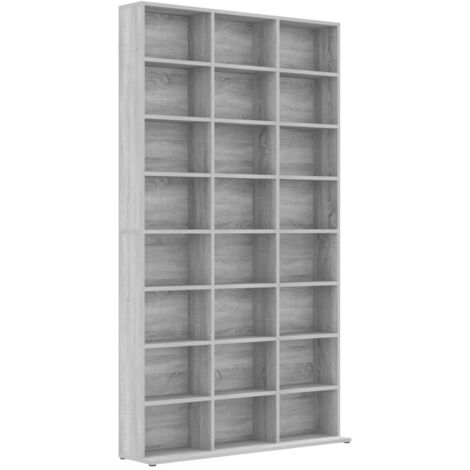 Estante de CD madera contrachapada gris Sonoma 102x23x177,5 cm vidaXL