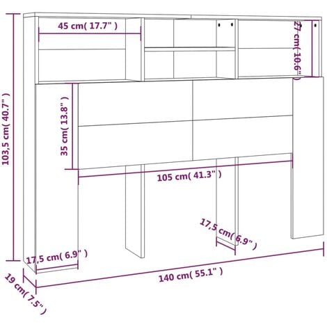 Mueble cabecero blanco 140x19x103,5 cm vidaXL