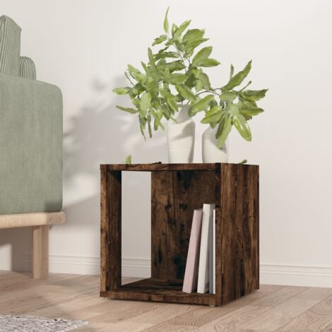 Mesa auxiliar madera contrachapada roble ahumado 33x33x34,5 cm vidaXL