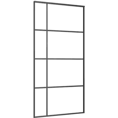 Puerta corredera ESG vidrio y aluminio negra 102,5x205 cm vidaXL