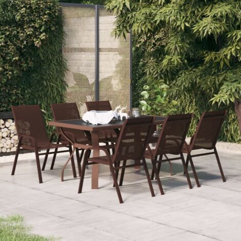Juego de comedor de jardín 7 piezas marrón y negro vidaXL