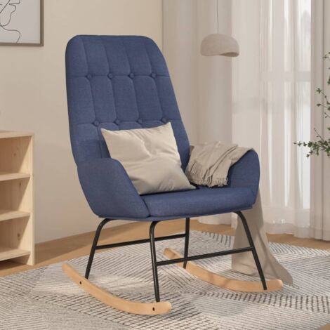 Silla mecedora de tela azul vidaXL