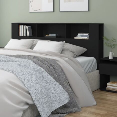 Mueble cabecero negro 200x18,5x104,5 cm vidaXL