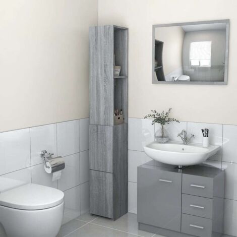 Mueble de baño madera de ingeniería gris Sonoma 25x26,5x170 cm vidaXL