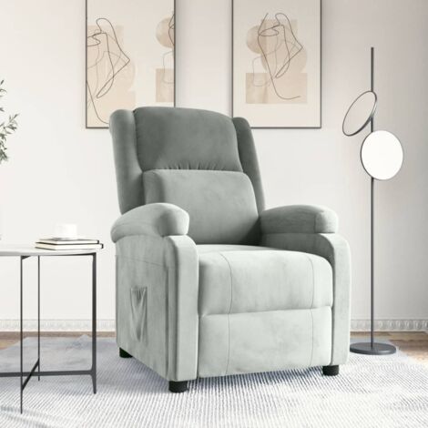 Sillón reclinable de terciopelo gris claro vidaXL