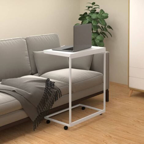 Mesa auxiliar con ruedas de contrachapado blanco 55x35x70 cm vidaXL