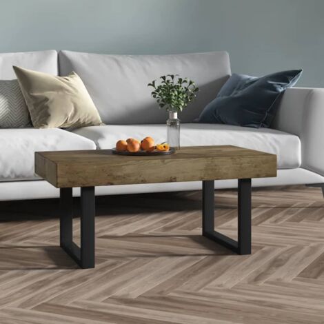 Mesa de centro MDF y hierro marrón oscuro y negro 90x45x40 cm vidaXL