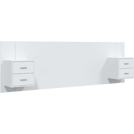 Cabecero de cama con mesitas madera contrachapada blanco vidaXL