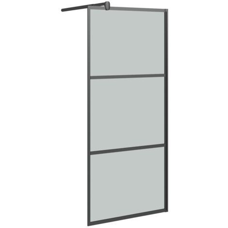 Mampara de ducha accesible vidrio ESG oscuro negro 90x195 cm vidaXL