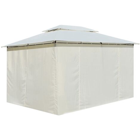 Marquesina de jardín con cortinas blanca 4x3 m vidaXL