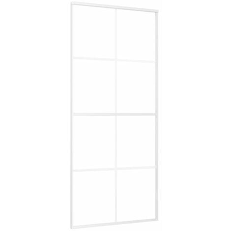 Puerta corredera ESG vidrio y aluminio blanca 90x205 cm vidaXL