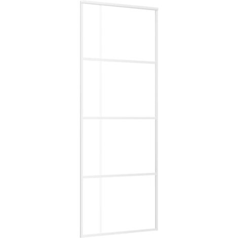 Puerta corredera ESG vidrio y aluminio blanca 76x205 cm vidaXL