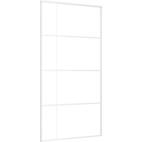 Puerta corredera ESG vidrio y aluminio blanca 102,5x205 cm vidaXL