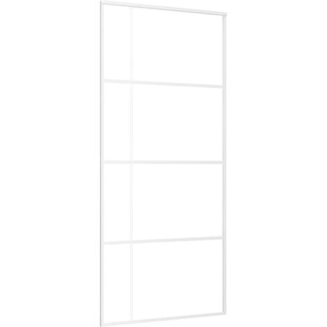 Puerta corredera ESG vidrio y aluminio blanca 90x205 cm vidaXL
