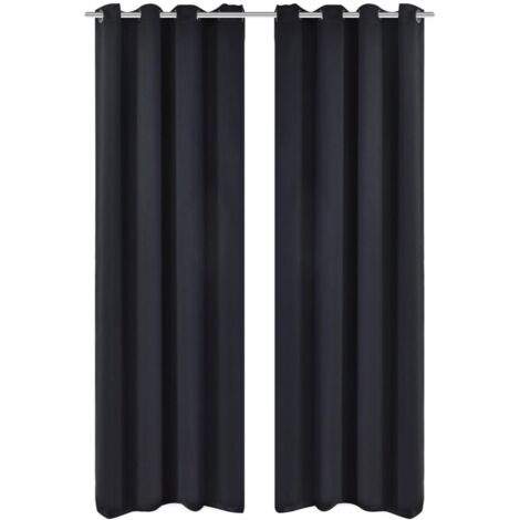 Cortinas opacas 2 piezas con ojales de metal 135x175 cm negras vidaXL