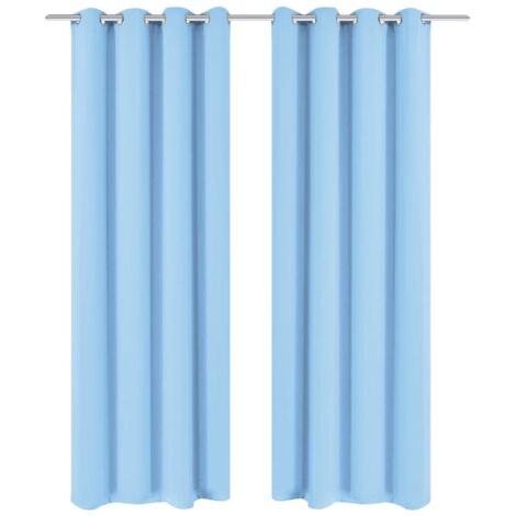 Cortinas opacas 2 piezas con ojales de metal 135x175cm turquesa vidaXL