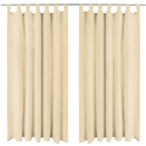 Cortinas de micro-raso con bucles 2 unidades 140x225 cm beis vidaXL