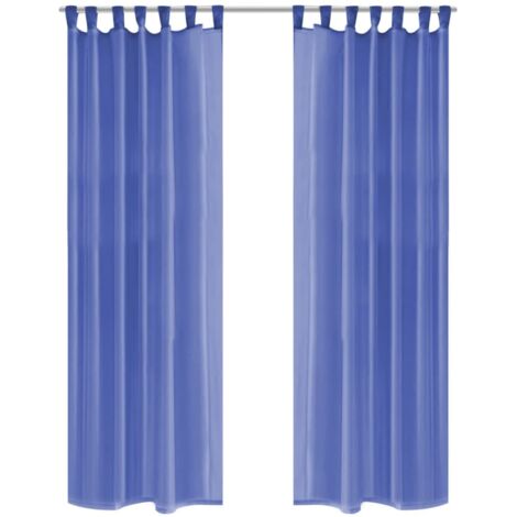 vidaXL Cortinas de gasa 2 unidades 140x245 cm azul real - Azul