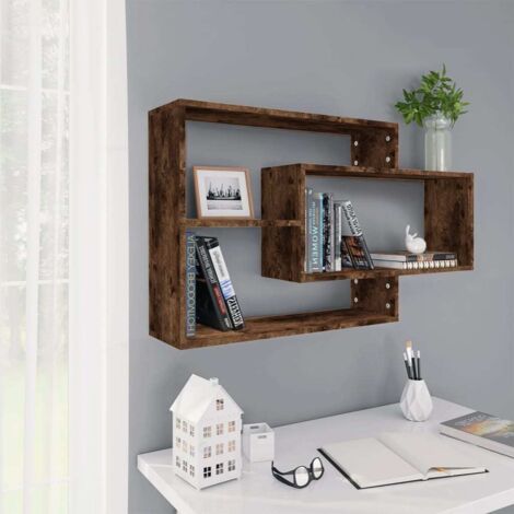 Estantería pared contrachapada roble ahumado 104x20x58,5 cm vidaXL
