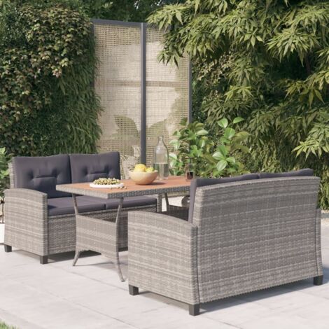 Set comedor de jardín 3 pzas ratán sintético y madera de acacia vidaXL (1/5)