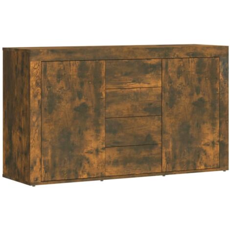 Aparador madera contrachapada color roble ahumado 120x36x69 cm vidaXL
