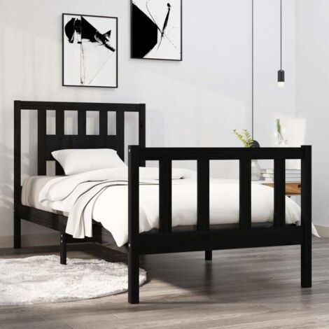Estructura de cama individual pequeña sin colchón madera negro vidaXL (1/5)