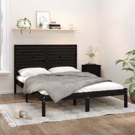 Estructura de cama madera maciza negra King Size 150x200 cm vidaXL (1/5)