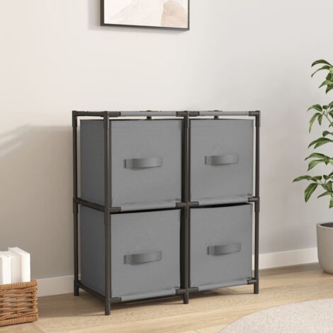 Armario almacenaje de acero con 4 cestas tela gris 63x30x71 cm vidaXL