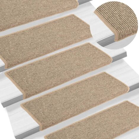 Felpudos para escaleras 15 unidades 65x21x4 cm Beige oscuro Borde rectangular vidaXL