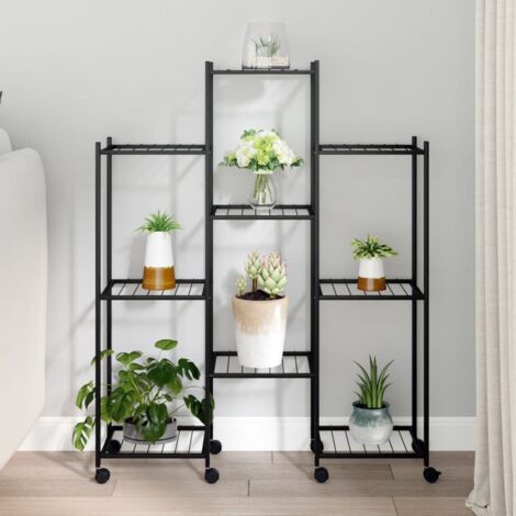 Soporte para flores con ruedas hierro negro 83x25x100 cm vidaXL