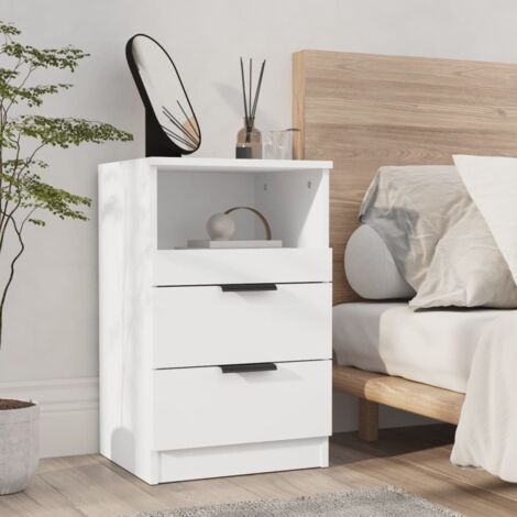 Mesita de noche madera contrachapada blanco vidaXL
