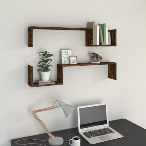 Estantes de pared 2 uds contrachapado roble ahumado 100x15x20cm vidaXL