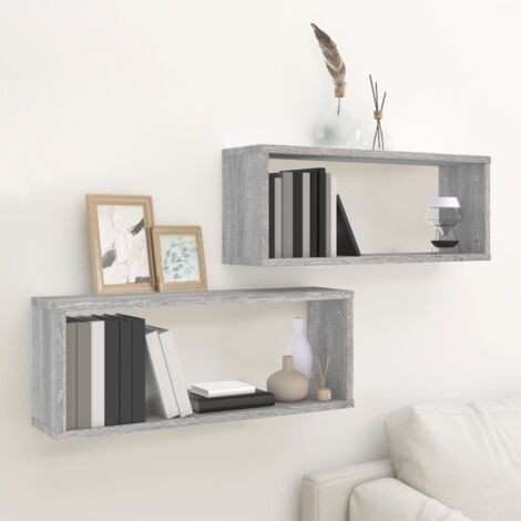 Estantes cúbicos de pared 2 uds madera gris Sonoma 60x15x23 cm vidaXL (1/5)