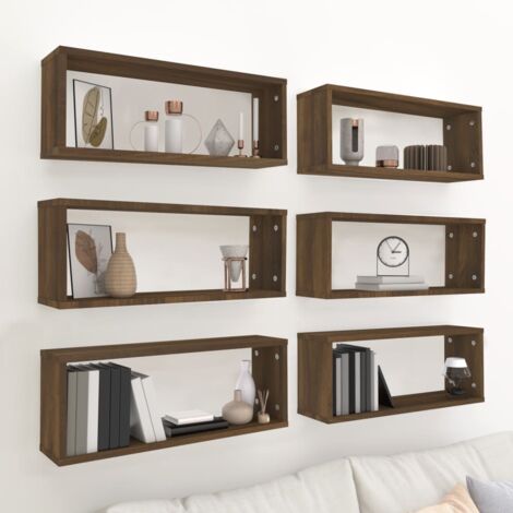 Estantes cúbicos de pared 6 uds madera roble marrón 60x15x23 cm vidaXL