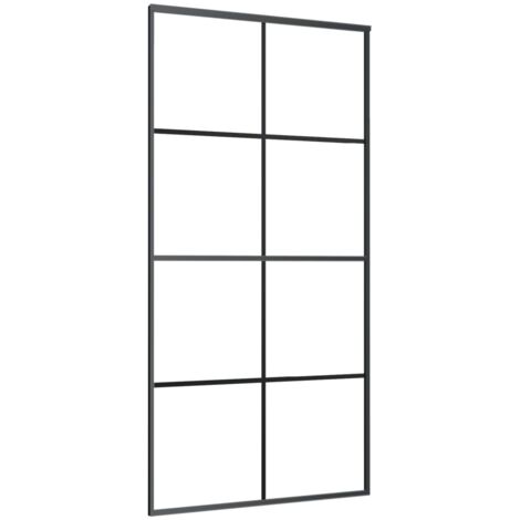 Puerta corredera vidrio ESG y aluminio negro 102,5x205 cm vidaXL