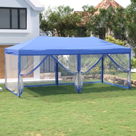 Carpa para fiestas plegable con paredes laterales azul 3x6 m vidaXL